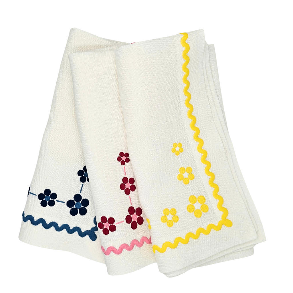 NEU - Leinen-Serviette Waldegg mit Blumenstickerei