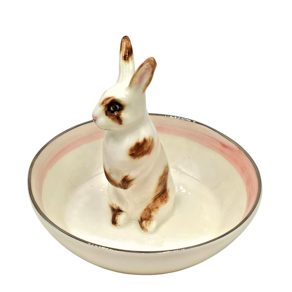 “Rabbit” bowl, pink with platinum rim