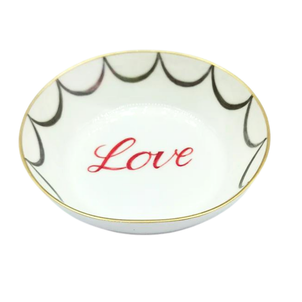 Bowl "LOVE" in red with gold rim