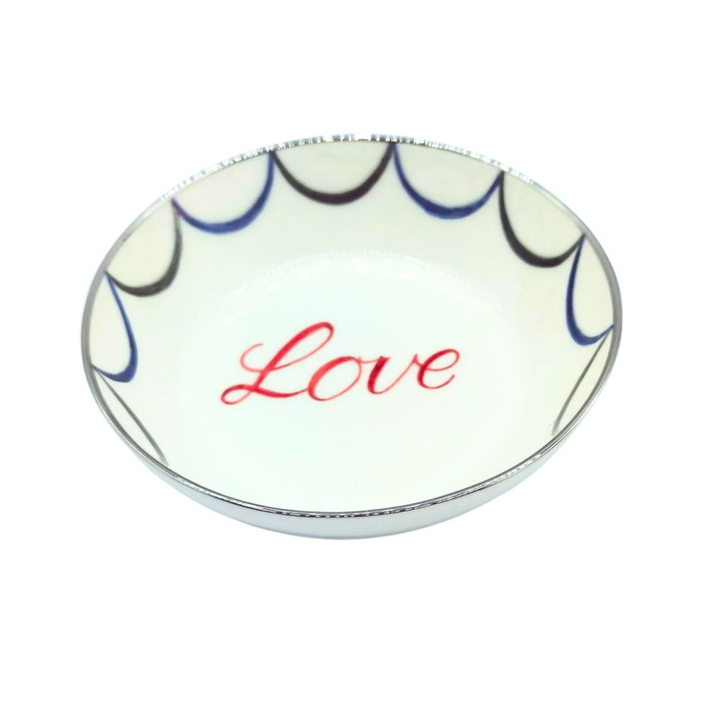 Bowl "LOVE" in red with platinum rim