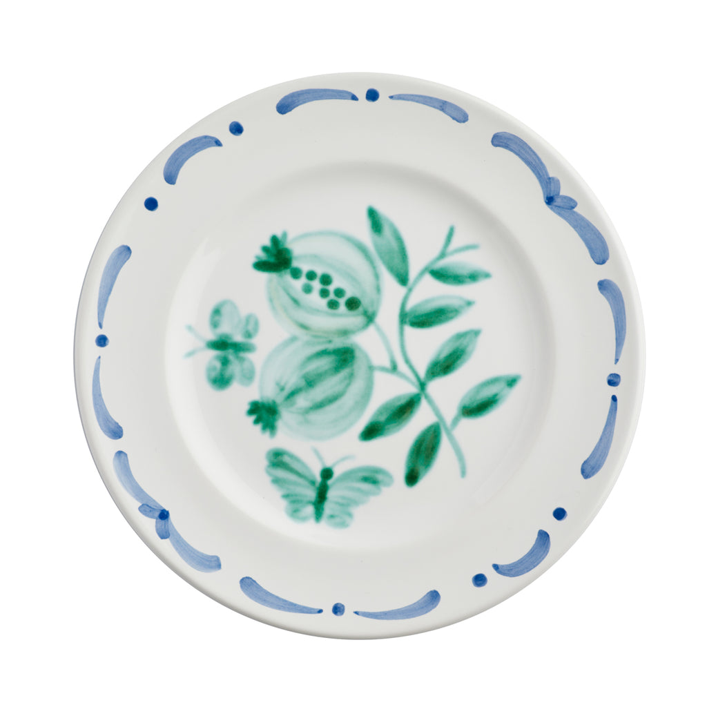 Keramik Frühstücksteller "Granatapfel" mit Rand, blau