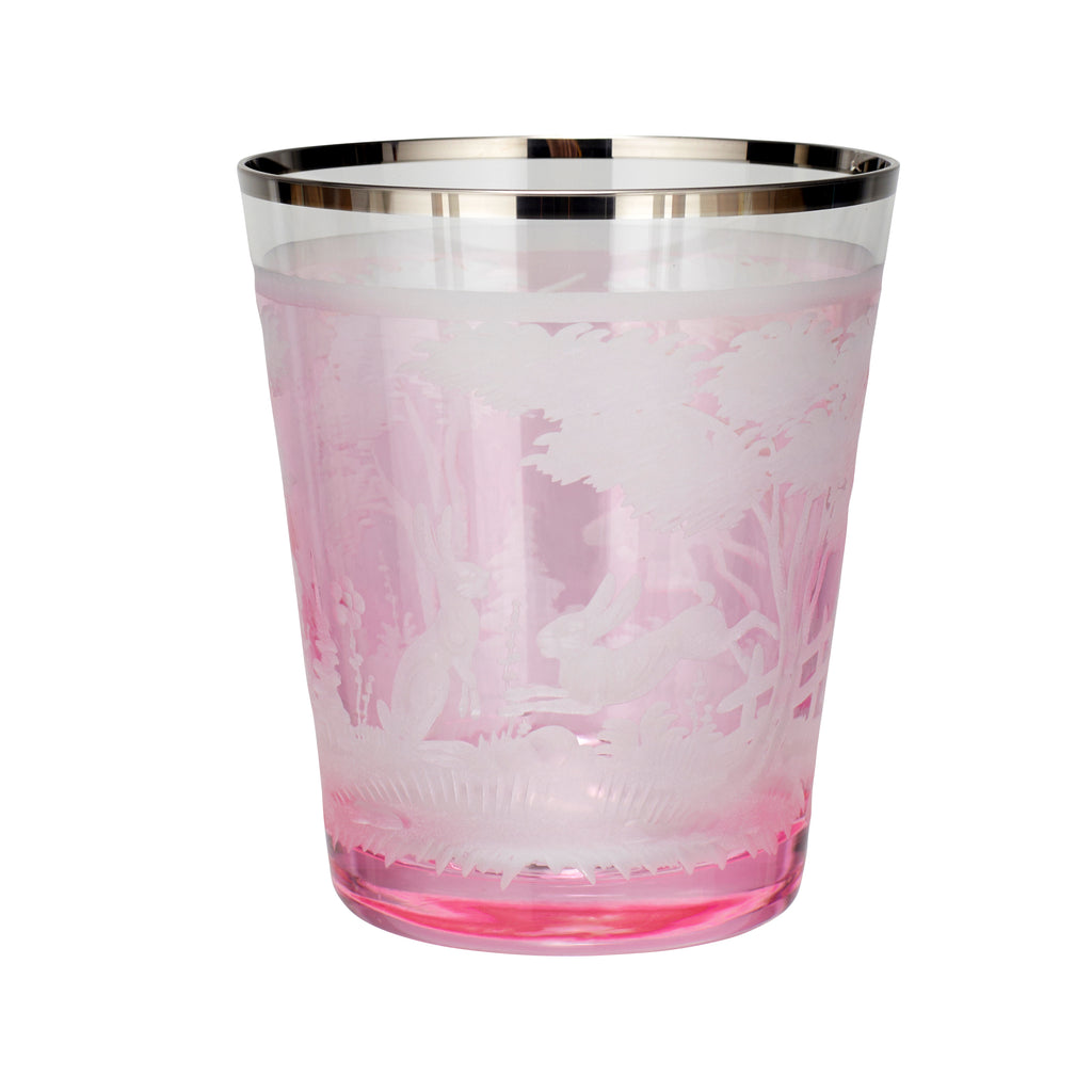 Kleine Vase / Windlicht "Ostern", rosa mit Platinrand