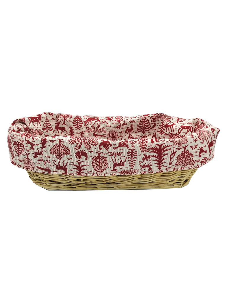 Oval wicker basket with fabric insert