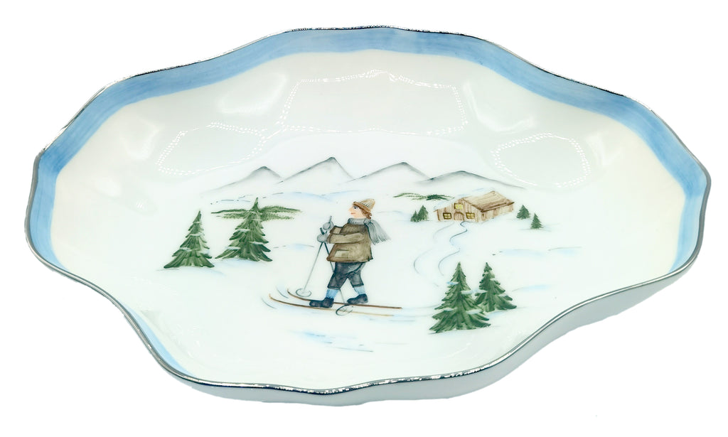 Pastry bowl "Skier modern", platinum rim