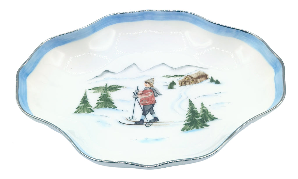 Pastry bowl "Skier modern", platinum rim