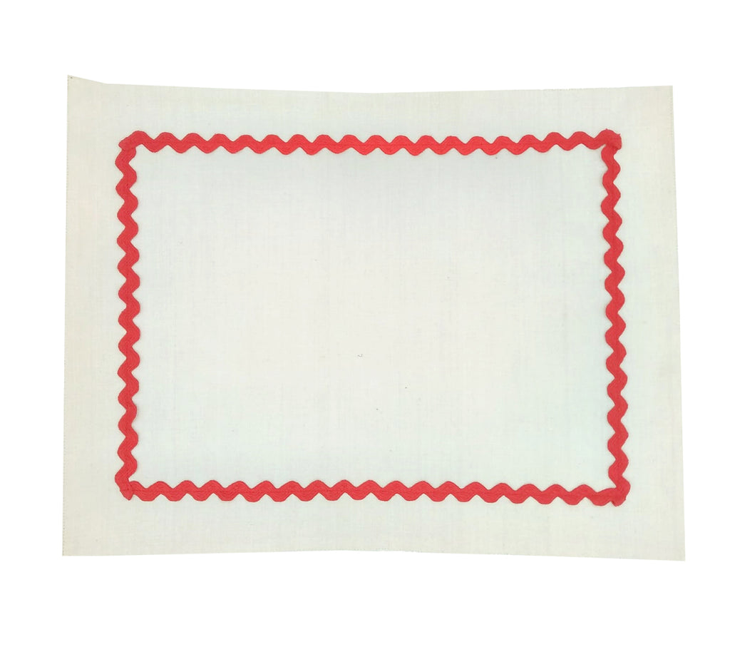 Linen and red trim placemat