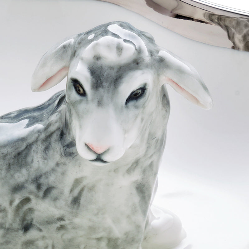 Gebäckschale "Lammfigur", Platinrand