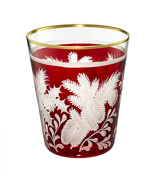 Kleine Vase / Windlicht "Christmas", rot mit Goldrand