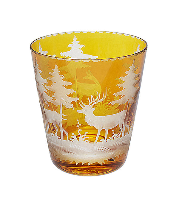 Water glass "Hunting", amber