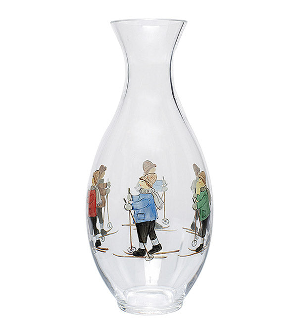 Carafe Skier, clear and hand painted