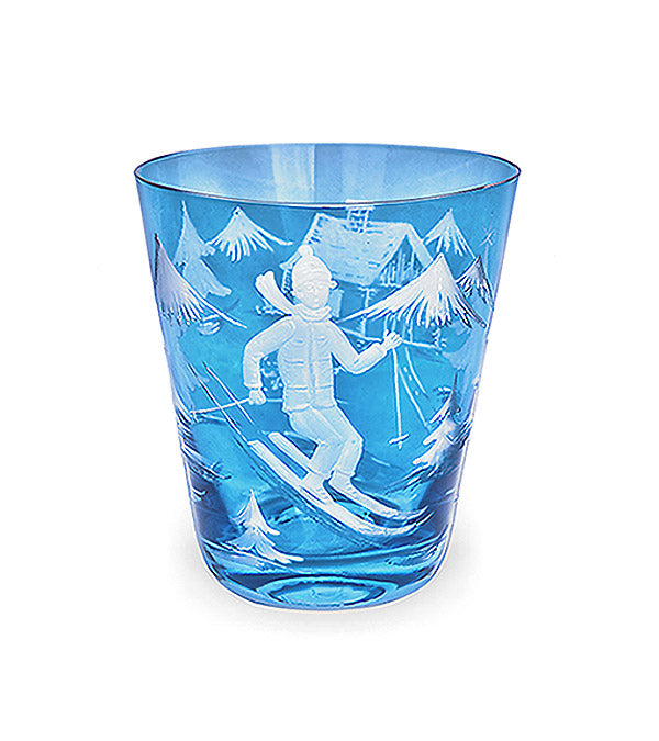 Water glass "Skier", blue