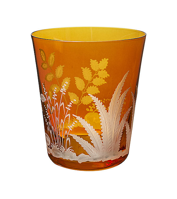 Kleine Vase / Windlicht "Farn", amber