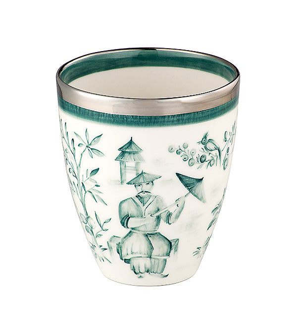 Vase "China", grün mit Platinrand