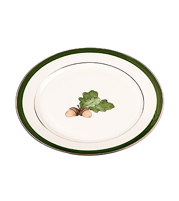 “Oak Leaves” dinner plate, platinum rim