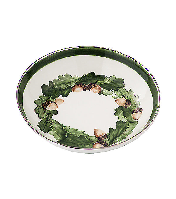 “Oak Leaves” bowl, platinum rim 