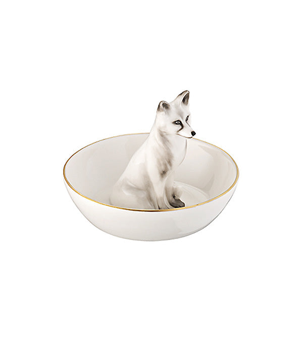 “Fox” bowl, white with gold rim