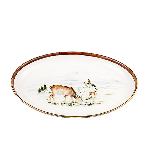 Plate "Deer and Deer", gold rim