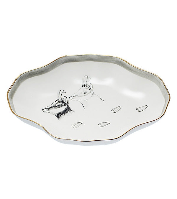 Pastry bowl "Gams with trail", gold rim