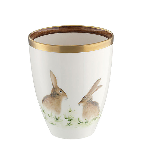 Vase "zwei Hasen", Goldrand