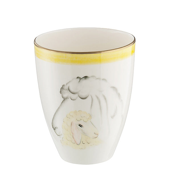 Vase "Sheep", yellow with gold rim