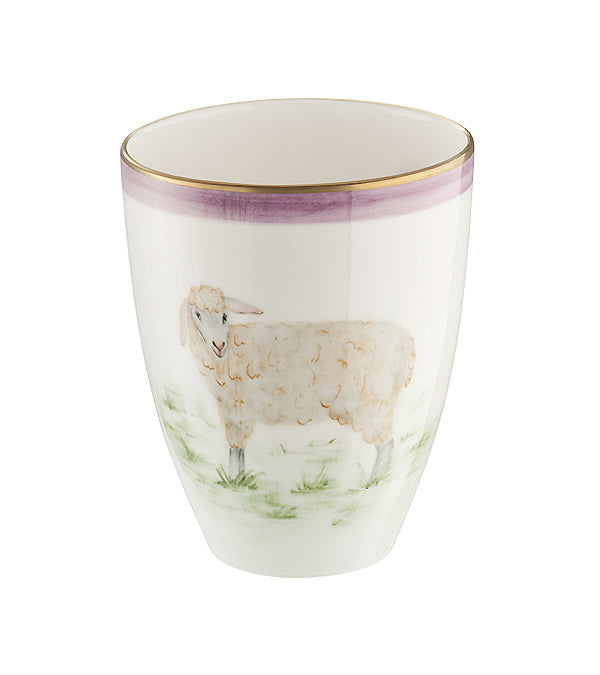 Vase "Schaf", lila mit Goldrand