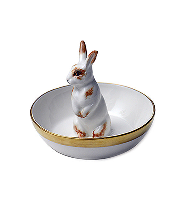 “Hare” bowl, brown spotted with gold rim