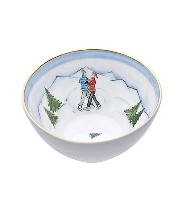 “Ice skater” bowl, gold rim