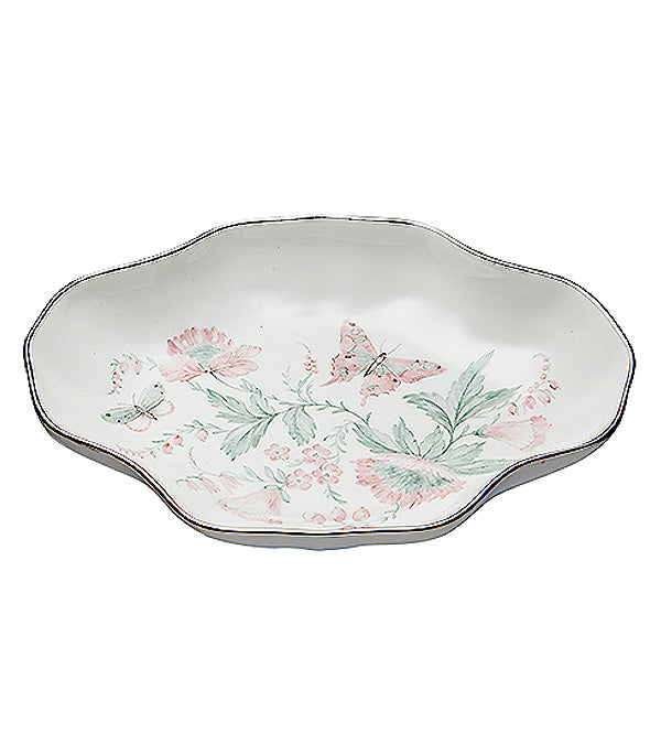 Pastry bowl "Butterflies", pink with platinum rim 